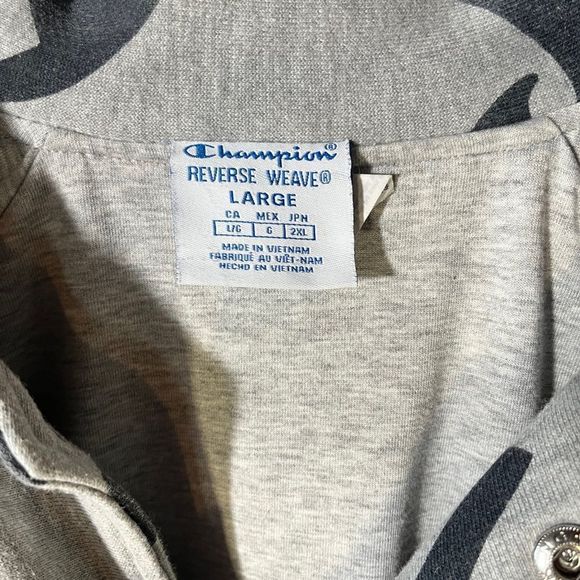 Vintage Champion Large Allover Print Spell Out Reverse Weave Sweatshirt Jacket - Picture 4 of 7